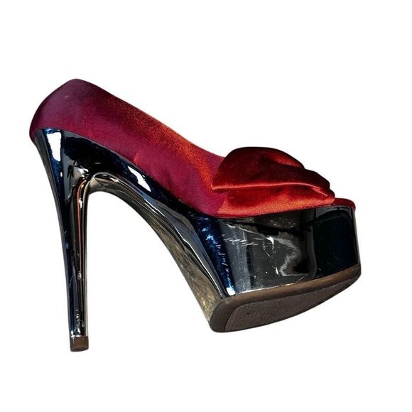 Steve Madden Moscow orange fabric and silver healed stilettos 7 - Picture 6 of 9